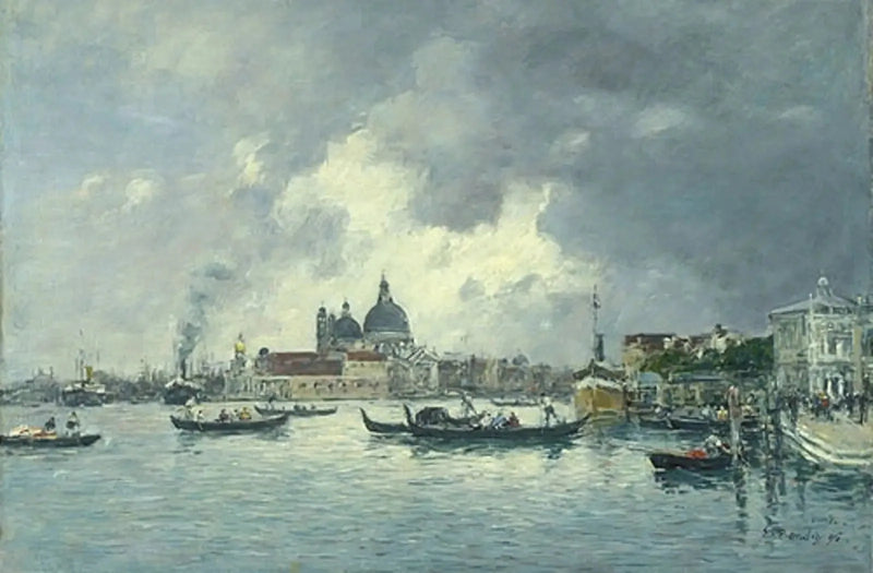 Wenecja, wieczorem. Nabrzeże Niewolników i Salute - Eugène Boudin