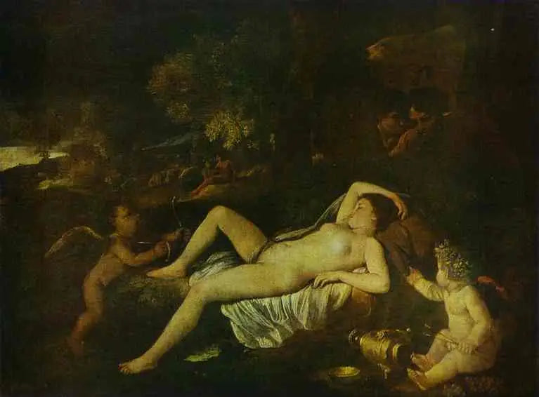 Śpiąca Wenus z Miłością - Nicolas Poussin