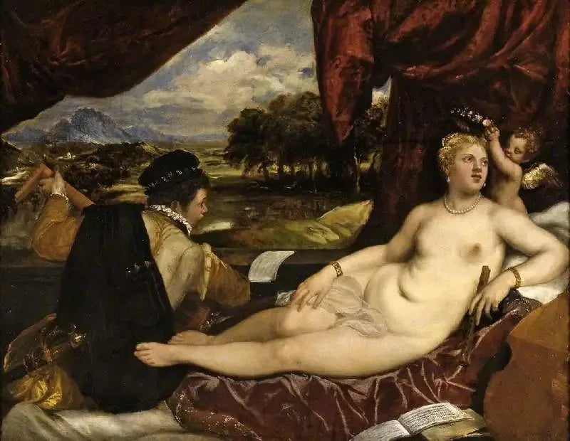Wenus i grający na lutni - Titian