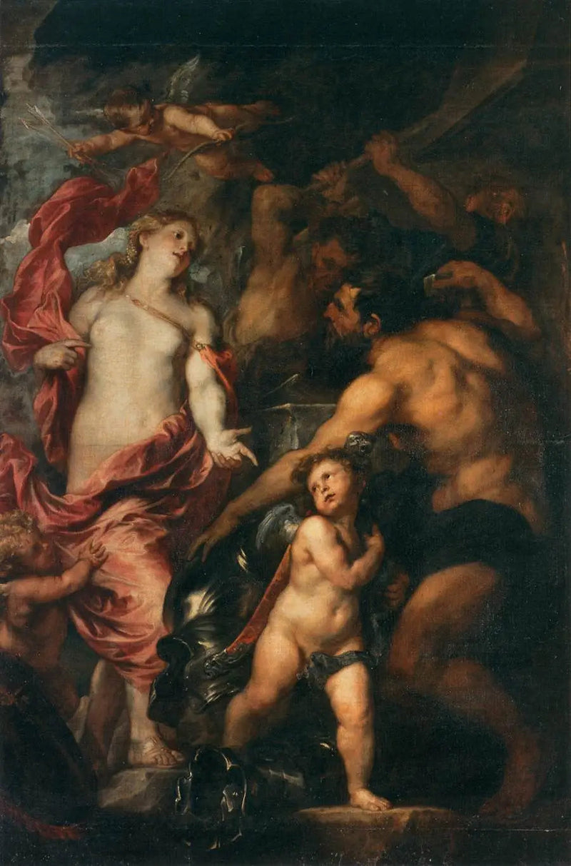 Wenus kładzie na kuźni Vulcanus broń dla swojego syna Eneasza - Antoine van Dyck