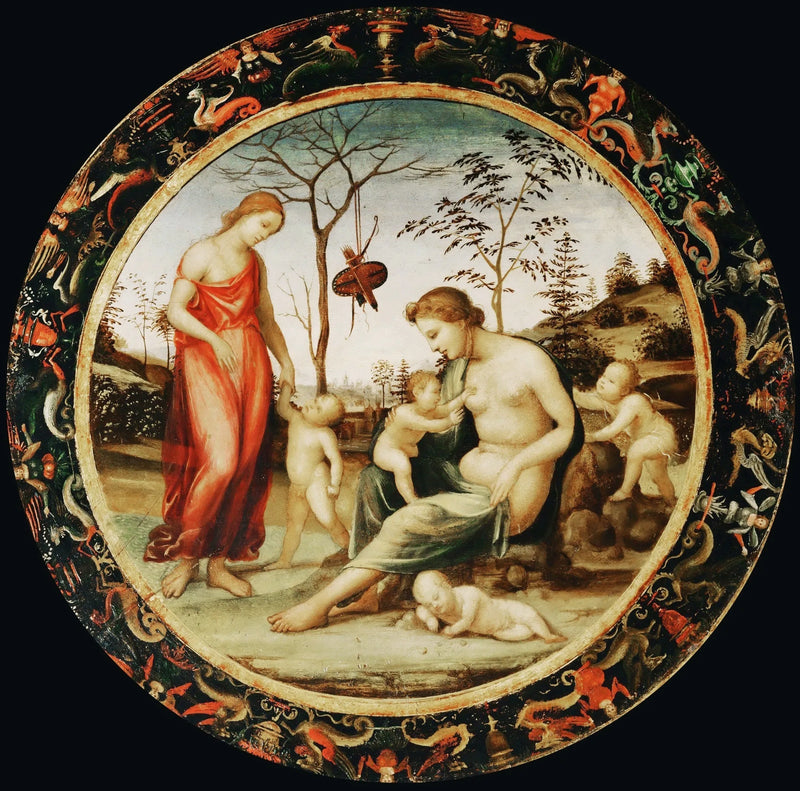 Ziemska Wenus z Erosem i Niebiańska Wenus z Anterosem oraz dwoma innymi kupidynami - Il Sodoma (Giovanni Antonio Bazzi)