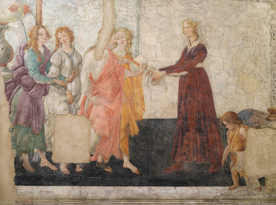 Wenus i trzy Gracje ofiarujące prezenty młodej dziewczynie - Sandro Botticelli
