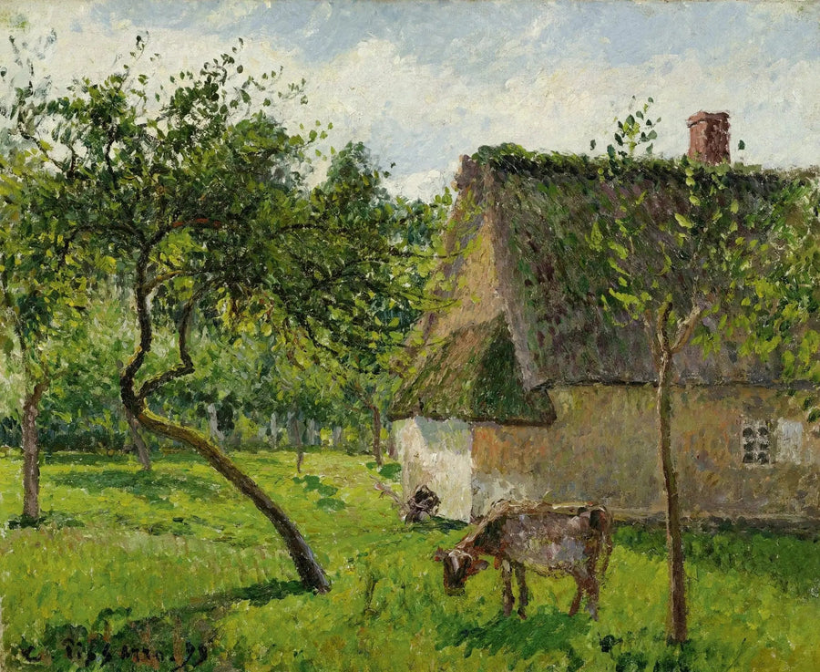 Sad w Varengeville z krową (Zamknięcie w Varengeville) - Camille Pissarro