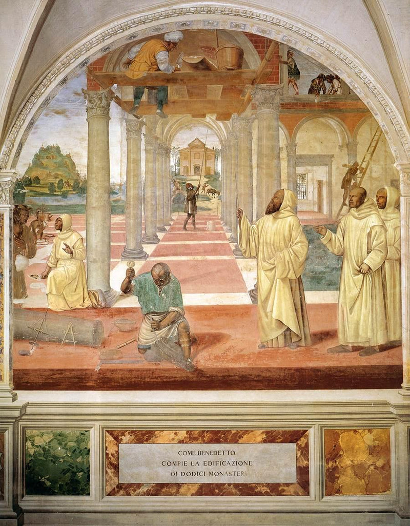 Życie świętego Benedykta, Scena 11 Benedykty nakazuje wybudować dwunastu klasztorów - Il Sodoma (Giovanni Antonio Bazzi)