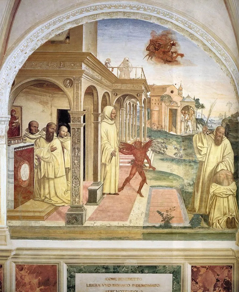 Życie świętego Benedykta, Scena 13 Benedykt uwalnia opętanego demonicznie mnicha - Il Sodoma (Giovanni Antonio Bazzi)