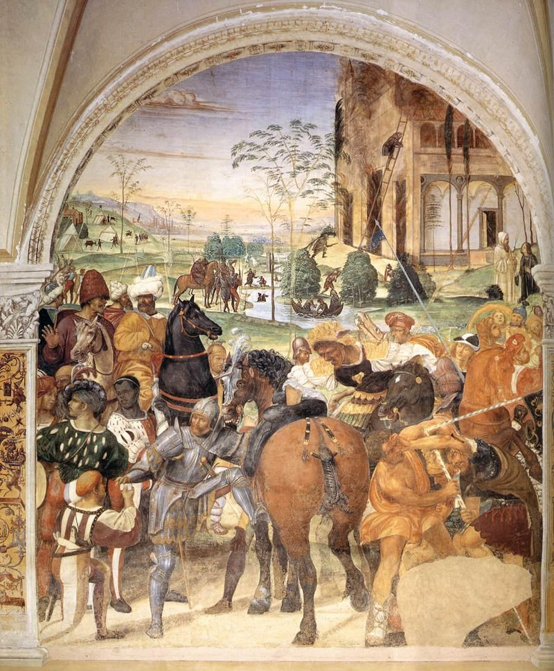 Życie świętego Benedykta, scena 30: Benedyk przewiduje zniszczenie Montecassino - Il Sodoma (Giovanni Antonio Bazzi)