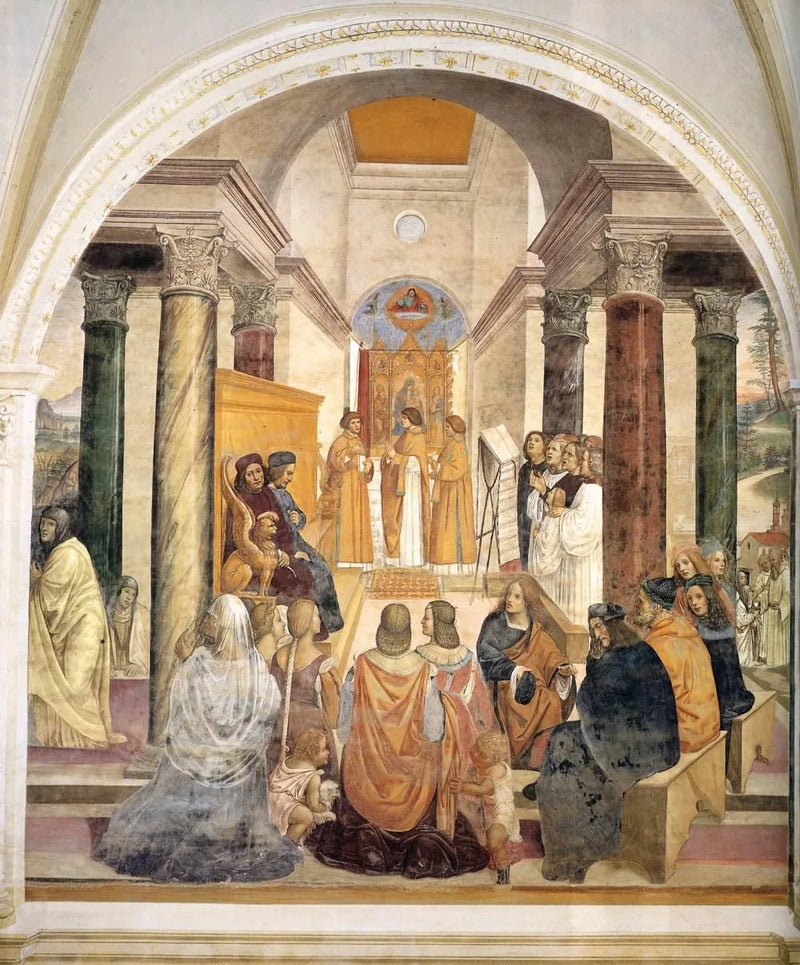Życie świętego Benedykta, scena 33: Benedykt udziela postumej rozgrzeszenia dwóm zakonnicom - Il Sodoma (Giovanni Antonio Bazzi)