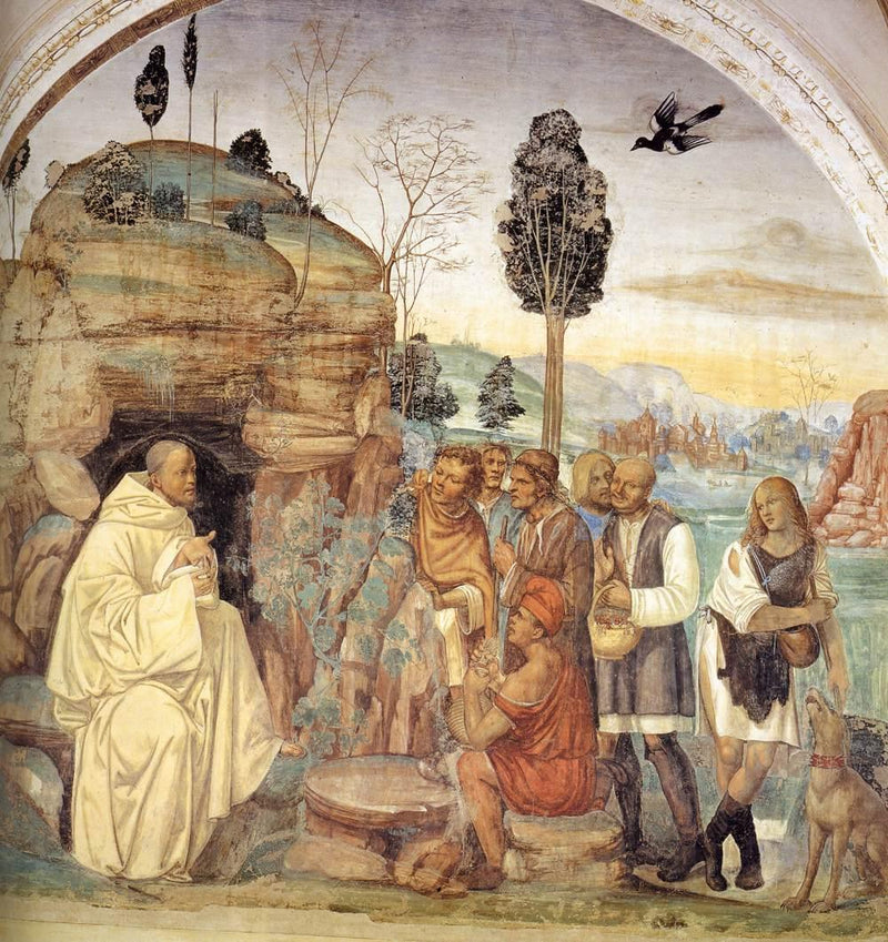 Życie świętego Benedykta, scena 7: Benedykta uczy chłopów - Il Sodoma (Giovanni Antonio Bazzi)