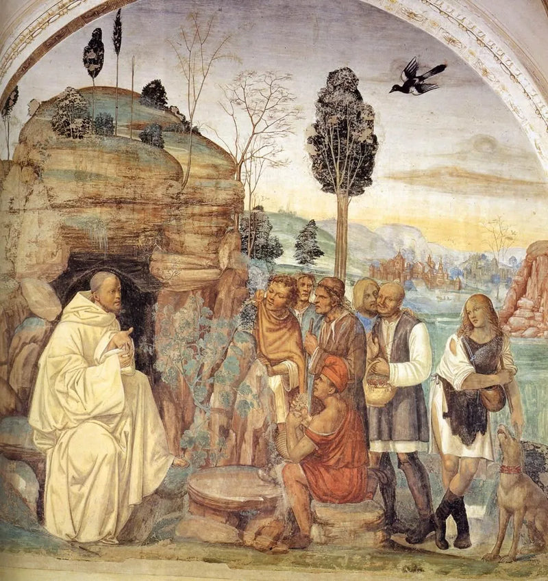 Życie świętego Benedykta, scena 7: Benedykta uczy chłopów - Il Sodoma (Giovanni Antonio Bazzi)