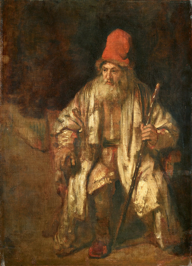 Popiersie starego mężczyzny w czerwonej czapce - Rembrandt