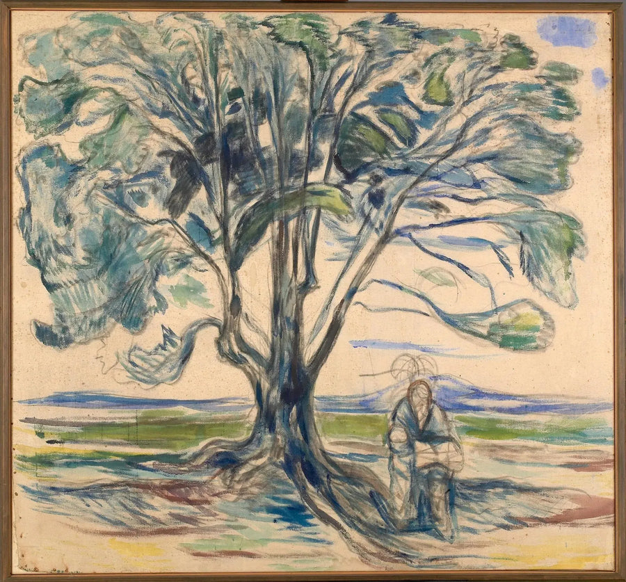 Stary człowiek siedzący pod drzewem - Edvard Munch