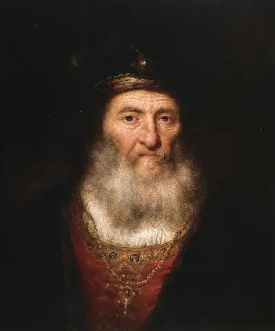 Stary człowiek z brodą i beretem noszącym medalion - Rembrandt