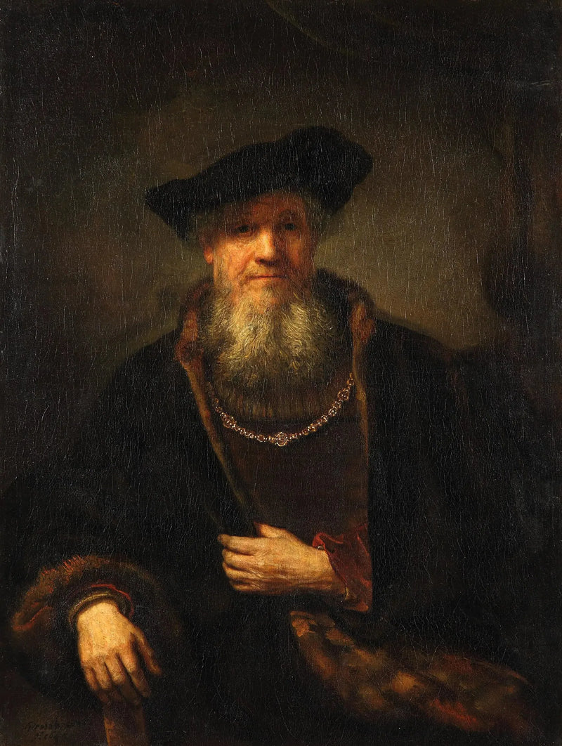 Stary człowiek w futrzanym płaszczu - Rembrandt