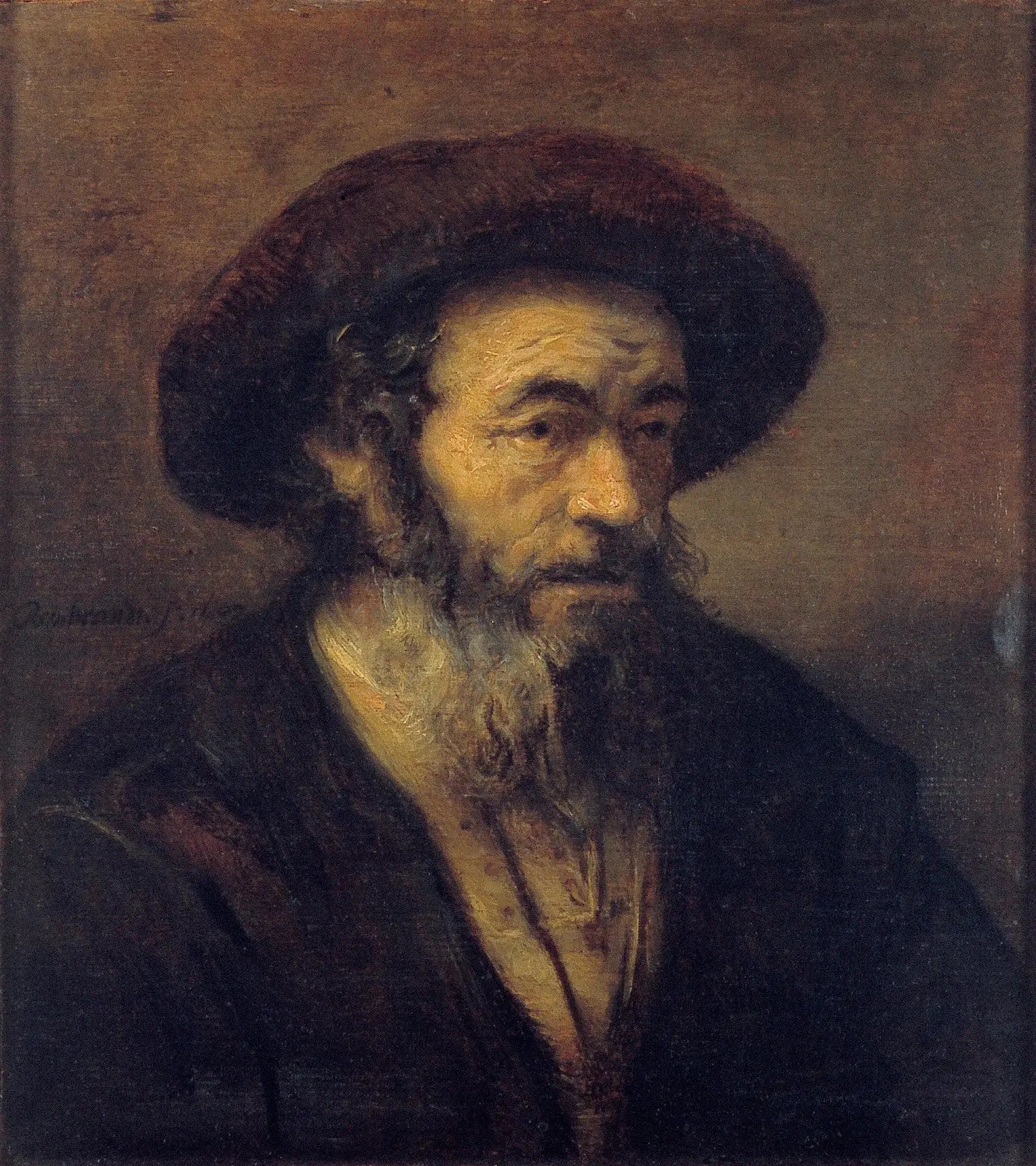 Vieil homme avec une barbe regardant vers la droite - Rembrandt image 1 copie de tableau peinte à la main