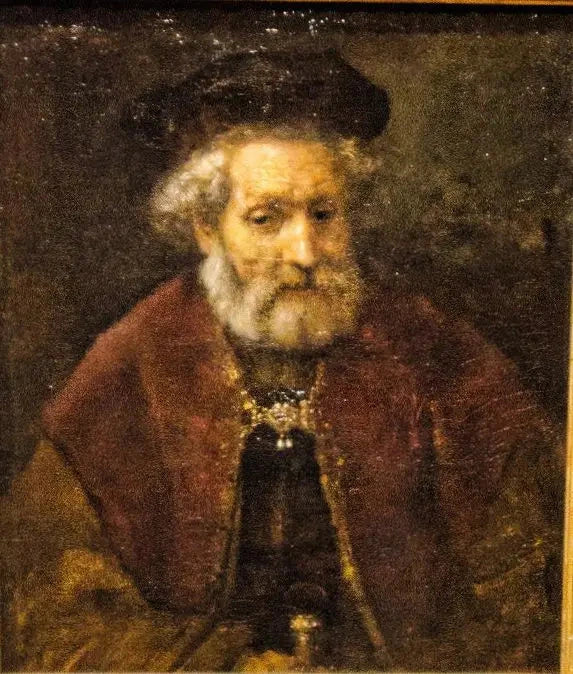Stary mężczyzna z brodą i beretem - Rembrandt