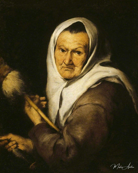 Vieille femme avec une quenouille - Bartolomé Esteban Murillo - Reproductions de tableaux et peintures haut de gamme