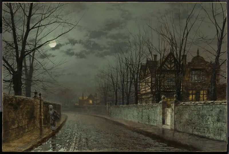 Stary angielski dom w świetle księżyca - John Atkinson Grimshaw