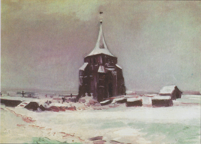 Stara wieża cmentarza w Nuenen pod śniegiem - Vincent van Gogh