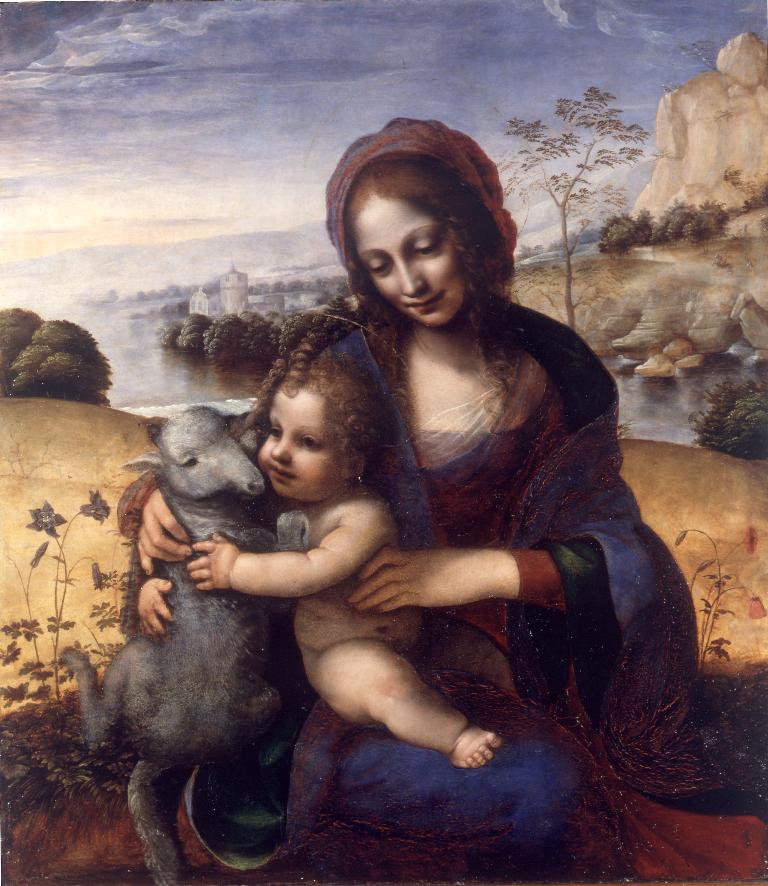 Vierge à l'Enfant avec l'agneau - Hernando de los Llanos