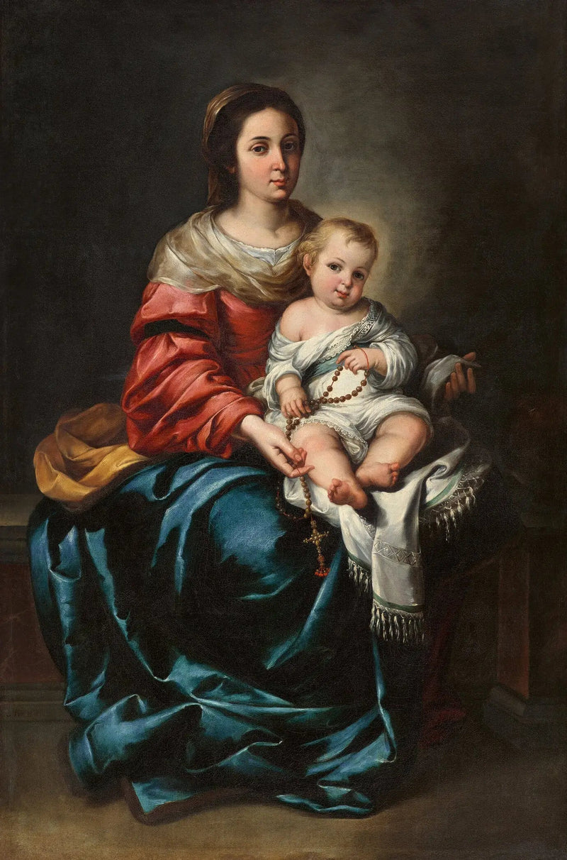Dziewica z Dzieciątkiem, z różańcem - Bartolomé Esteban Murillo
