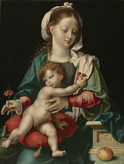 Dziewica z Dzieciątkiem i goździkiem - Joos van Cleve