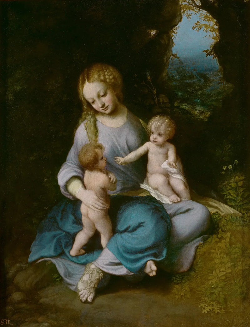 Dziewica z Dzieciątkiem z Janem Chrzcicielem - Antonio da Correggio