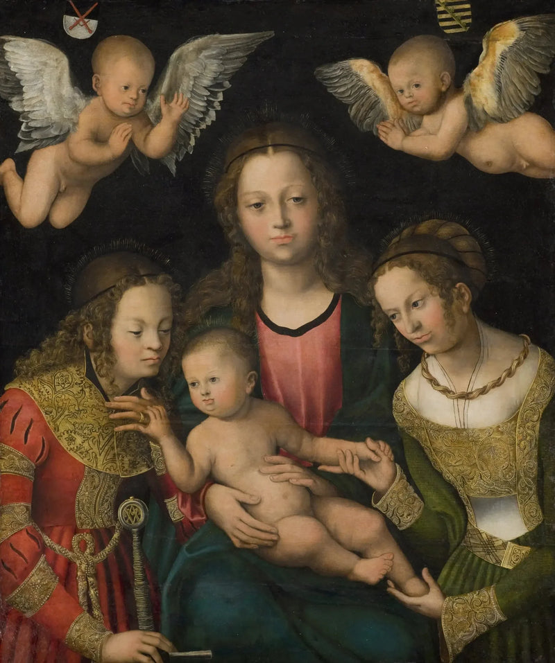 Dziewica z Dzieciątkiem z świętymi Katarzyną i Barbarą - Lucas Cranach Starszy