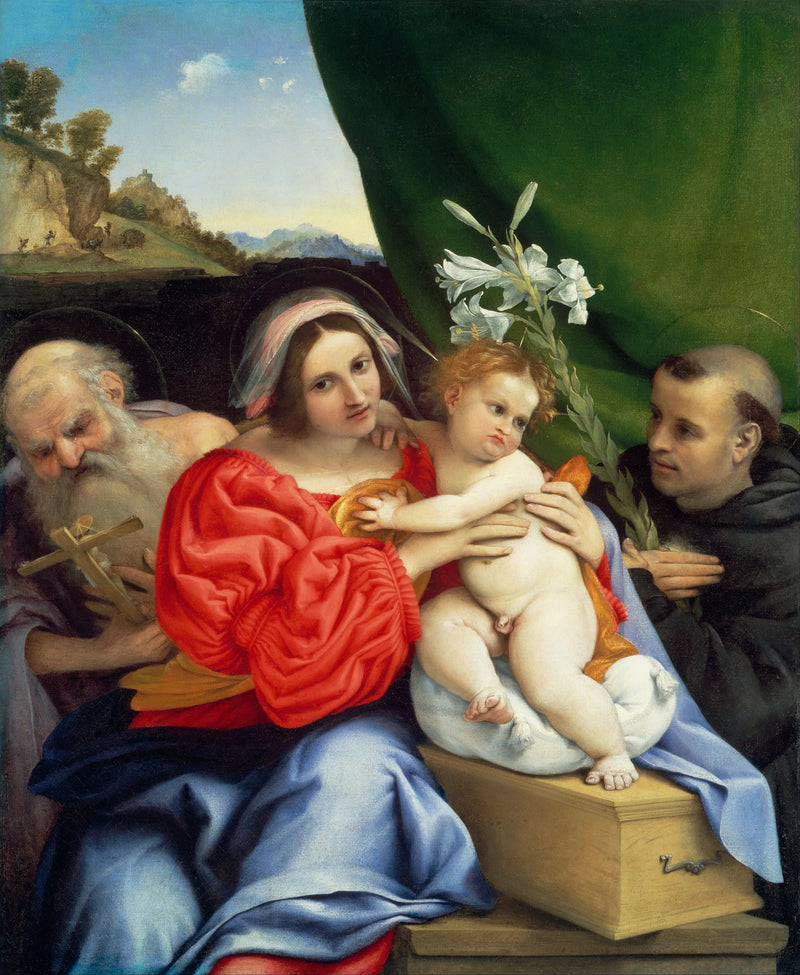 Dziewica z Dzieciątkiem z świętymi Jerzym i Mikołajem z Tolentino - Lorenzo Lotto