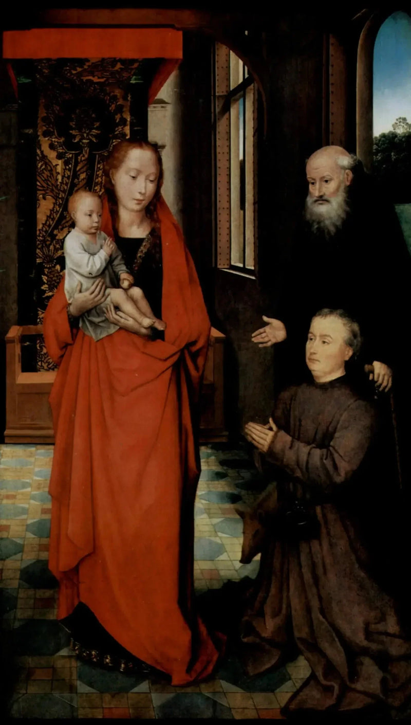Dziewica z Dzieciątkiem z świętym Antonim i darczyńcą - Hans Memling