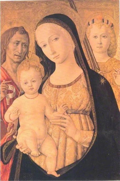 Dziewica z Dzieciątkiem z świętym Janem Chrzcicielem i świętym Michałem Archaniołem - Matteo di Giovanni