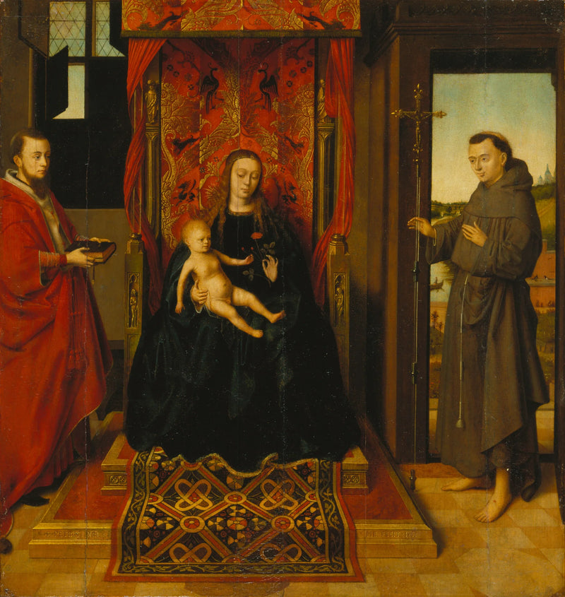 Dziewica z Dzieciątkiem, ze świętym Jerzym i świętym Franciszkiem - Petrus Christus