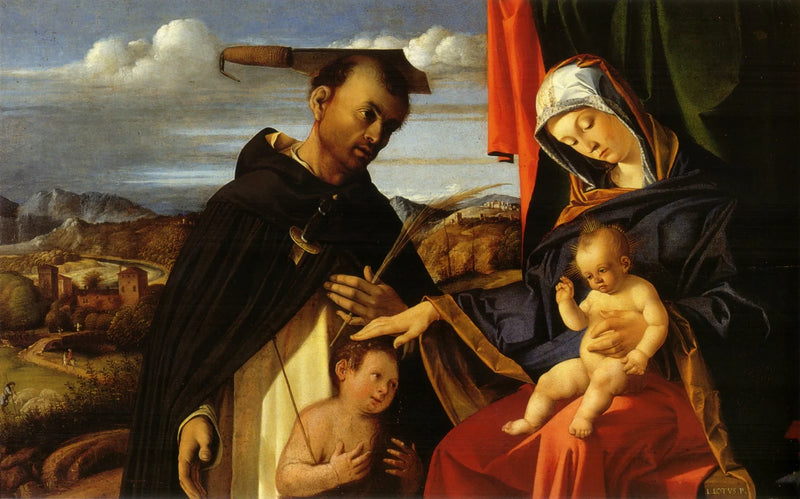 Dziewica z Dzieciątkiem z świętym Piotrem męczennikiem - Lorenzo Lotto