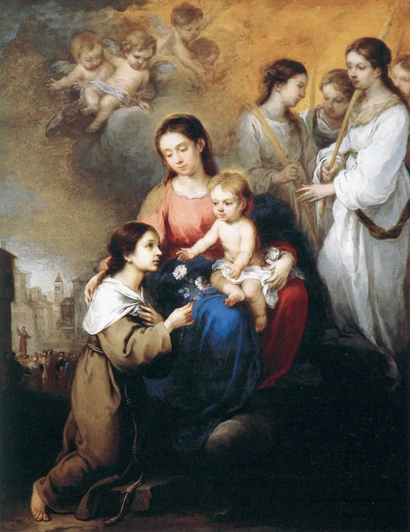 Dziewica z Dzieciątkiem i Świętą Różą z Viterby - Bartolomé Esteban Murillo