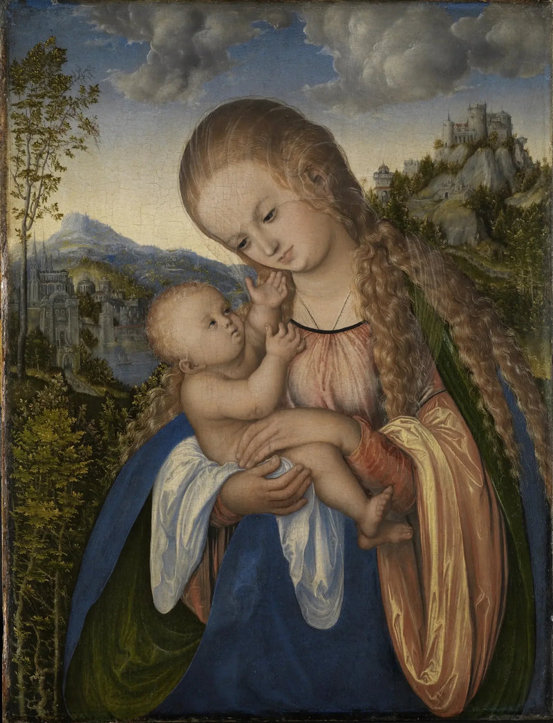 Wieniec z Dzieciątkiem w bujnym krajobrazie - Lucas Cranach Starszy