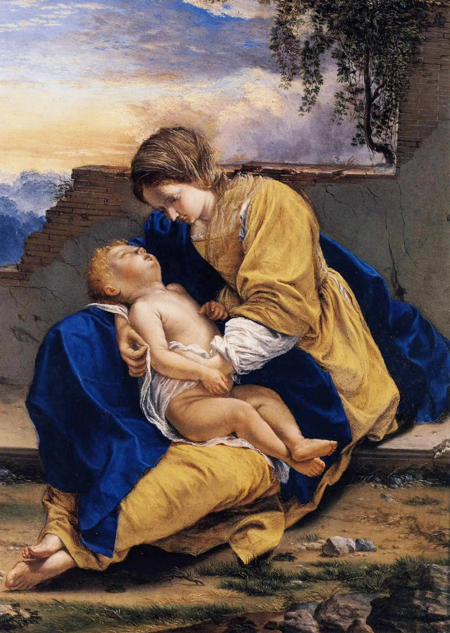 Dziewica z Dzieciątkiem na pejzażu - Orazio Gentileschi