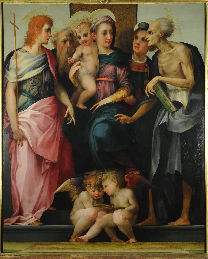 Dziewica z Dzieciątkiem w majestacie z świętymi Janem Chrzcicielem, Antonim opatem, Stefanem i Jerzym - Rosso Fiorentino