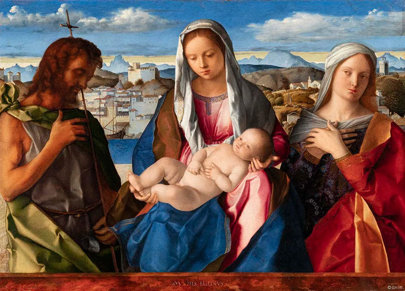 Dziewica z Dzieciątkiem w otoczeniu świętego Jana Chrzciciela i świętej - Giovanni Bellini
