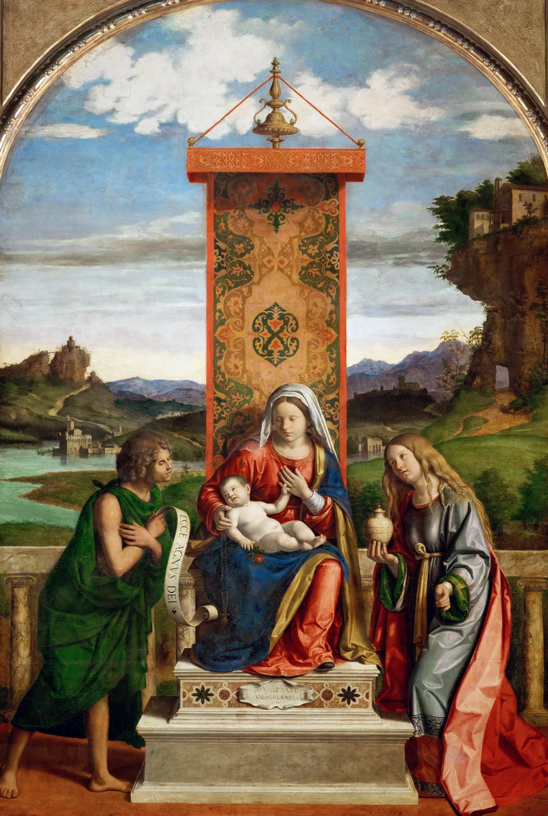 Dziewica z Dzieciątkiem otoczona przez świętego Jana Chrzciciela i Marię Magdalenę - Cima da Conegliano
