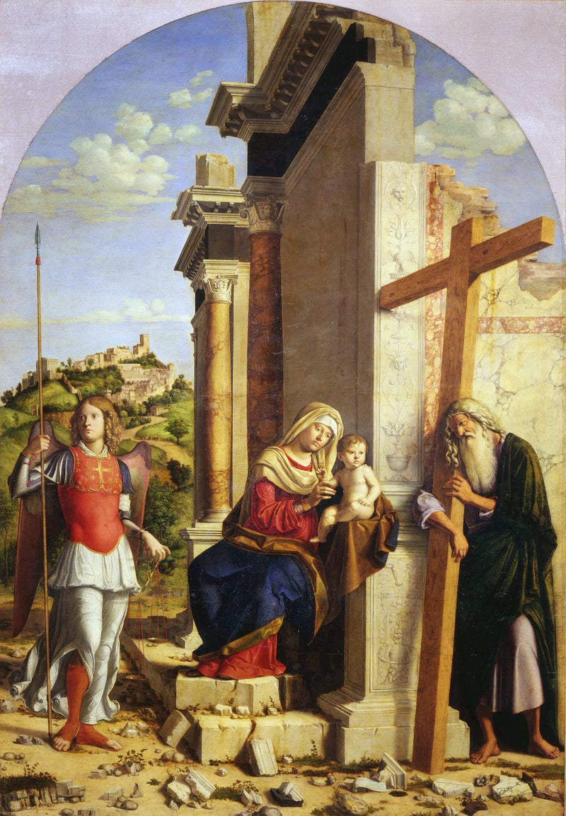 Dziewica z Dzieciątkiem między archaniołem świętym Michałem a apostołem świętym Andrzejem - Cima da Conegliano
