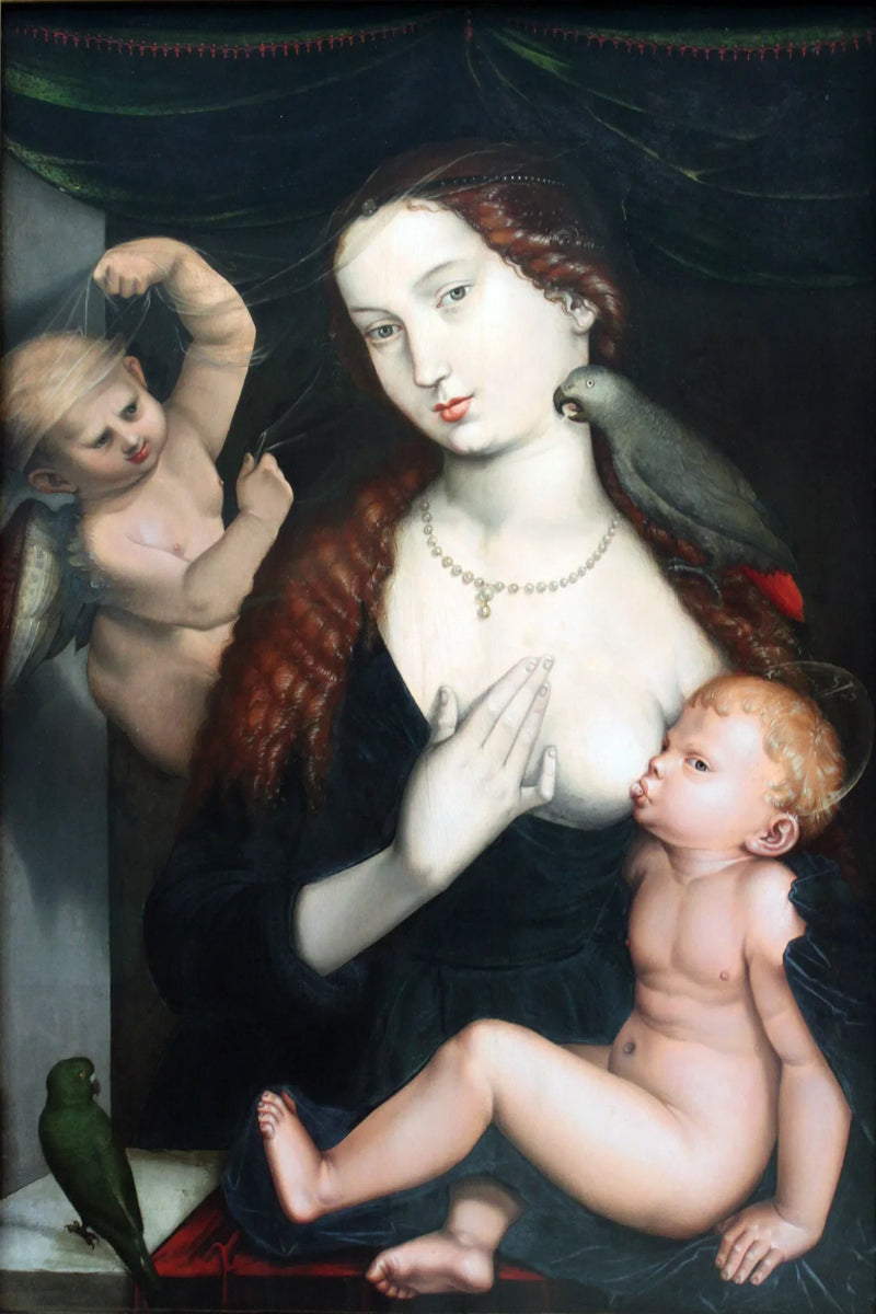 Dziewica z Dzieciątkiem i papugami - Hans Baldung Grien