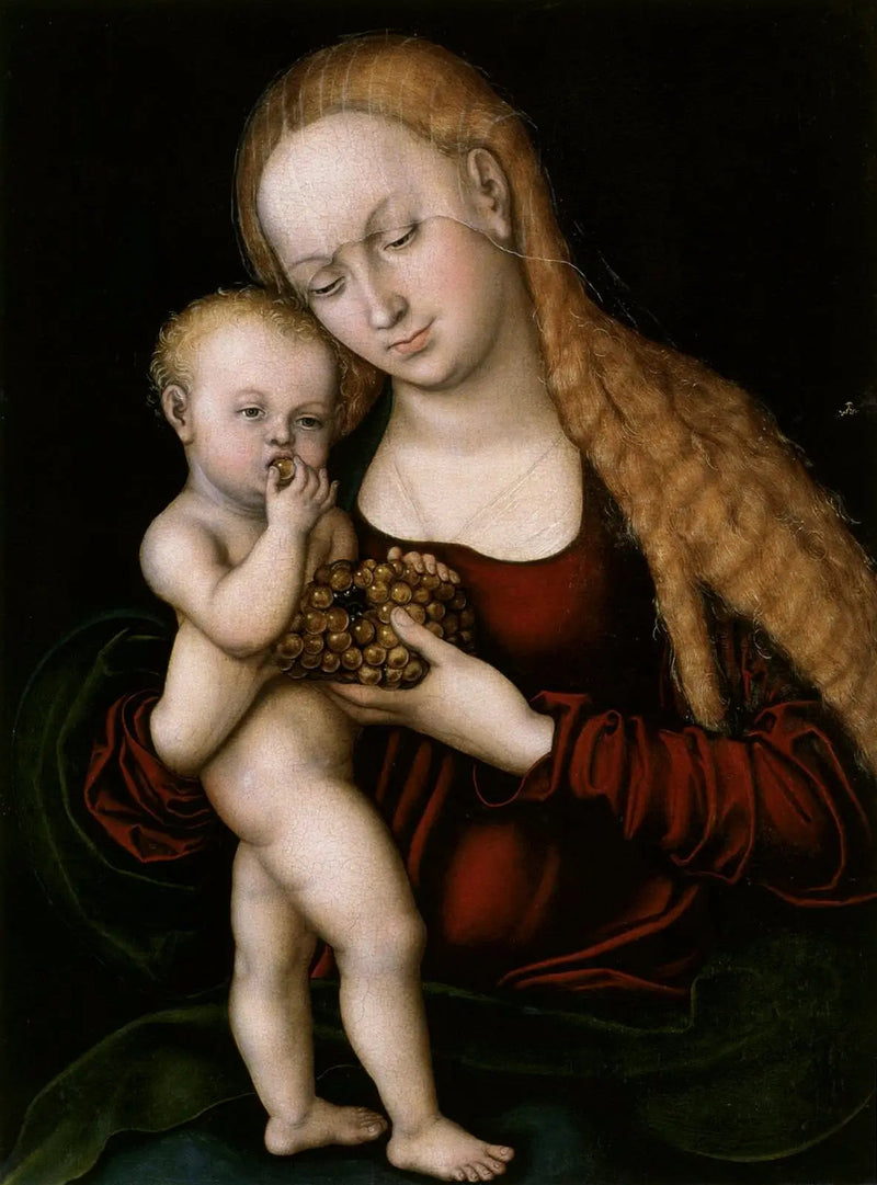 Dziewica z Dzieciątkiem podjadająca winogrona - Lucas Cranach Starszy