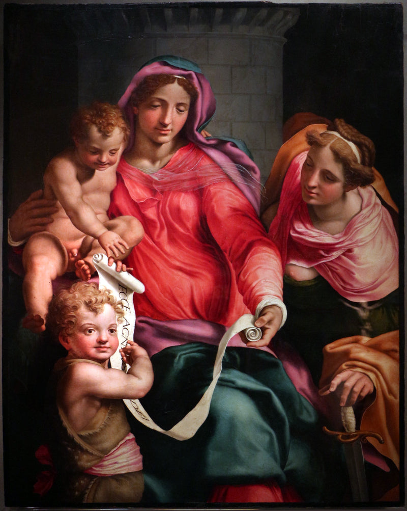 Vierge à l'Enfant, Saint Jean-Baptiste enfant et Sainte Barbara - Daniele da Volterra