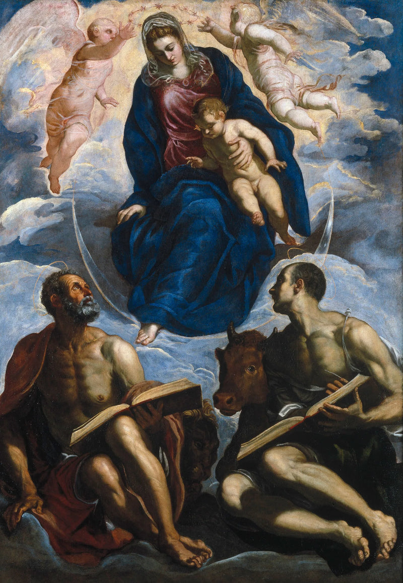 Dziewica z Dzieciątkiem, święty Marek i święty Łukasz - Jacopo Tintoretto