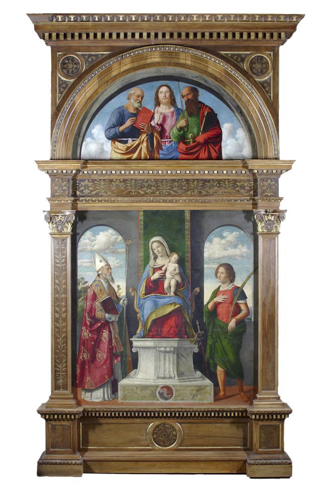 Dziewica z Dzieciątkiem na tronie z świętymi Denisem i Wiktorem - Cima da Conegliano
