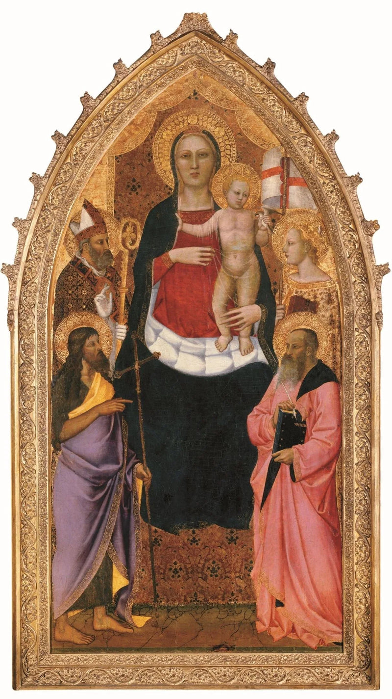 Dziewica z Dzieciątkiem na tronie z świętymi Zenobem, Janem Chrzcicielem, Reparatą i Janem Ewangelistą - Nardo di Cione
