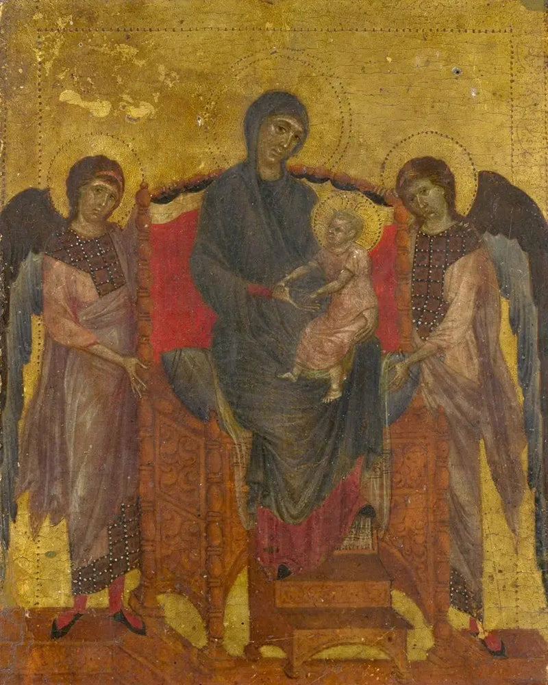 Dziewica z Dzieciątkiem na tronie, otoczona dwoma aniołami - Cimabue