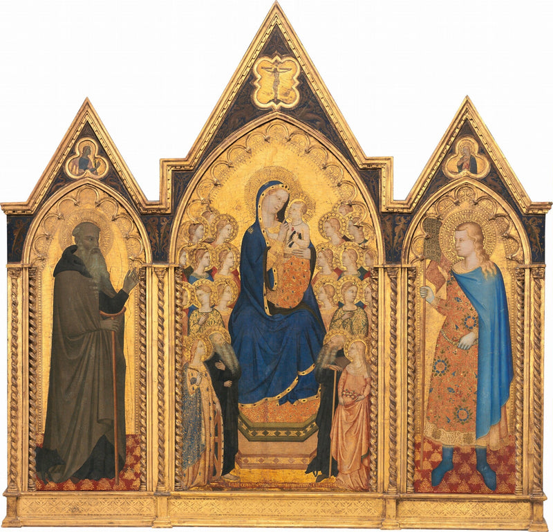 Vierge à l'Enfant trônant avec des saints et des anges, et saint Antoine l'abbé et saint Vénantius - Allegretto Nuzi