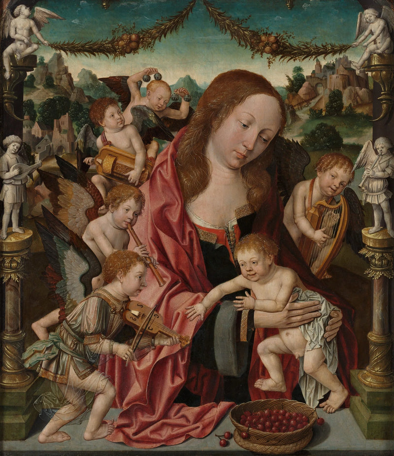 Dziewica z Dzieciątkiem i Aniołami Muzykami - Jacob Cornelisz van Oostsanen