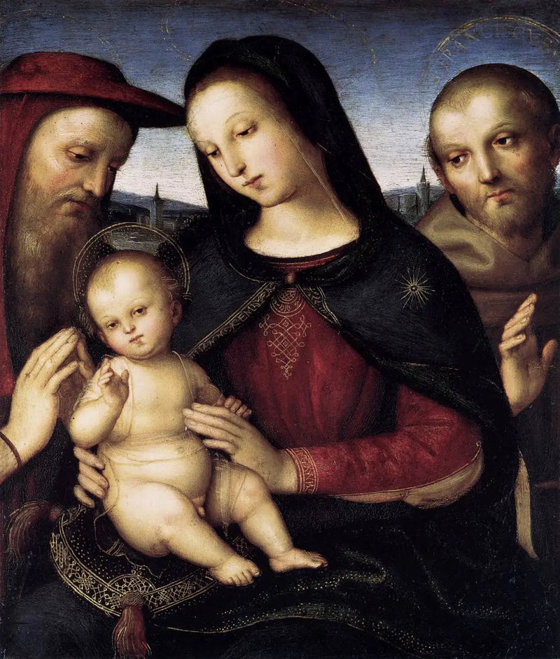 Madonna z Dzieciątkiem i świętymi Hieronimem i Franciszkiem - Rafael Santi