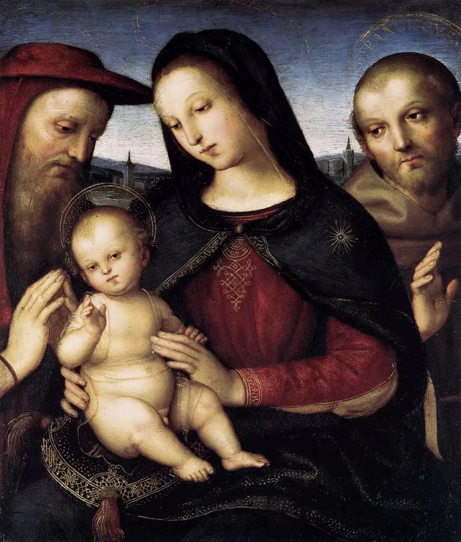 Madonna z Dzieciątkiem i świętymi Hieronimem i Franciszkiem - Rafael Santi